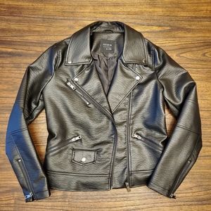 Womens Faux Leather Moto Jacket